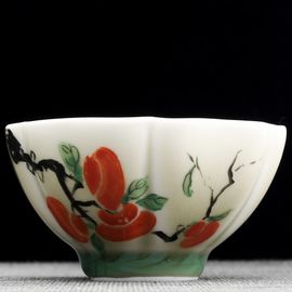 Пиала 80мл "Хурма", фарфор из Цзиндечжень (404741)-