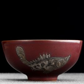 Пиала 95мл "Ёрш", керамика из Цзиндечжень (404752)-