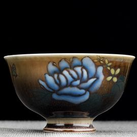 Пиала 90мл "Цветы", фарфор из Цзиндечжень (404755)-