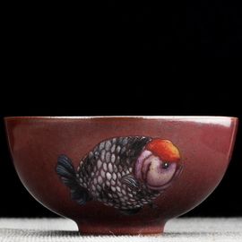 Пиала 95мл "Оранда красная", керамика из Цзиндечжень (404760)-