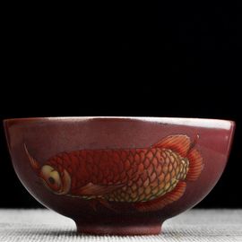 Пиала 95мл "Рыба Арована", керамика из Цзиндечжень (404761)-