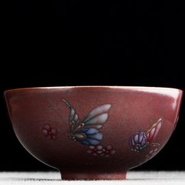 Пиала 95мл "Бабочки", керамика из Цзиндечжень (404766)-