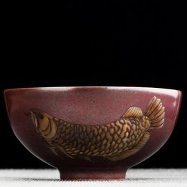 Пиала 95мл "Рыба Арована", керамика из Цзиндечжень (404767)-