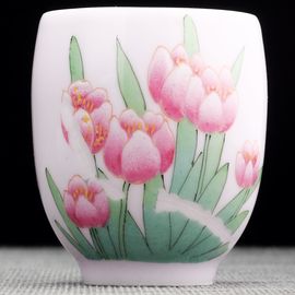 Пиала 65мл "Тюльпаны", фарфор из Цзиндечжень (404778)