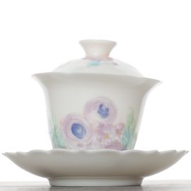 Гайвань 120мл "Цветы", фарфор, ручная роспись (500622)-