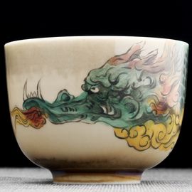 Пиала 160мл "Цинлун - зеленый дракон", фарфор из Цзиндечжень (404795)-