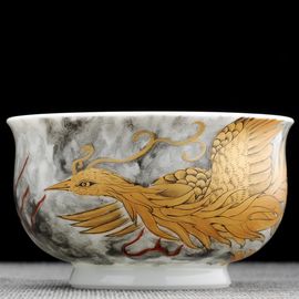 Пиала 140мл "Феникс", мохуа, фарфор из Цзиндечжень (404804)-