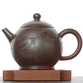 Чайник 205мл "Рыбы", исинская глина, мастер Вэй Хайянь (7900193)-