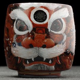 Пиала 150мл "Пробужденный лев", керамика из Цзиндечжень (404839)-