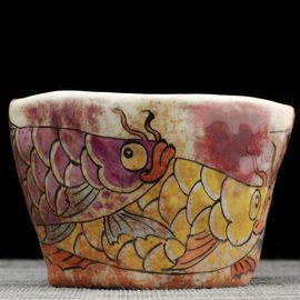 Пиала 130мл "Рыбы Арованы", керамика из Цзиндечжень, Цзе Чжицзюнь (404862)