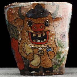 Пиала 150мл "Бык", керамика из Цзиндечжень, Цзе Чжицзюнь (404871)