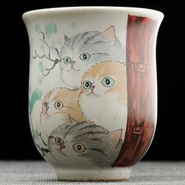 Пиала 130мл "Котики", керамика из Цзиндечжень, Цзе Чжицзюнь (404876)-