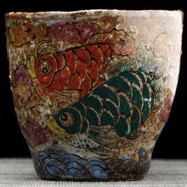 Пиала 150мл "Рыбы Арованы", керамика из Цзиндечжень, Цзе Чжицзюнь (404883)