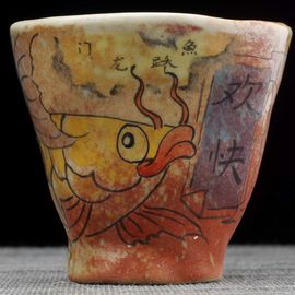 Пиала 85мл "Рыбы Арованы", керамика из Цзиндечжень, Цзе Чжицзюнь (404884)