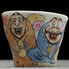 Пиала 60мл "Два старца", керамика из Цзиндечжень, Цзе Чжицзюнь (404887)