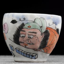 Пиала 90мл "Чжун Куй - игра в маджонг", керамика из Цзиндечжень, Цзе Чжицзюнь (404890)