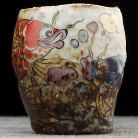 Пиала 100мл "Рыбы Арованы", керамика из Цзиндечжень, Цзе Чжицзюнь (404891)