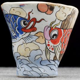 Пиала 85мл "Рыбы Арованы", керамика из Цзиндечжень, Цзе Чжицзюнь (404898)-