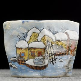 Пиала 90мл "Зима", керамика из Цзиндечжень, Цзе Чжицзюнь (404905)-