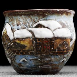 Пиала 90мл "Зима", керамика из Цзиндечжень, Цзе Чжицзюнь (404914)-