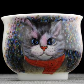 Пиала 165мл "Котик", фарфор из Цзиндечжень (404858)-