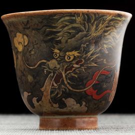 Пиала 85мл "Цинлун - зеленый дракон", керамика из Цзиндечжень, Цзе Чжицзюнь (404924)-