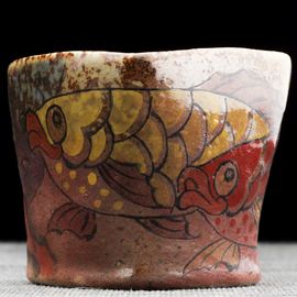 Пиала 120мл "Рыбы Арованы", керамика из Цзиндечжень, Цзе Чжицзюнь (404937)-