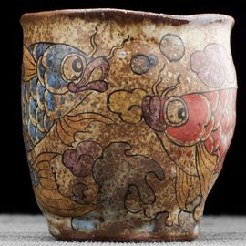 Пиала 110мл "Рыбы Арованы", керамика из Цзиндечжень, Цзе Чжицзюнь (404943)-