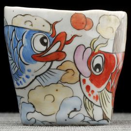 Пиала 125мл "Рыбы Арованы", керамика из Цзиндечжень, Цзе Чжицзюнь (404947)-